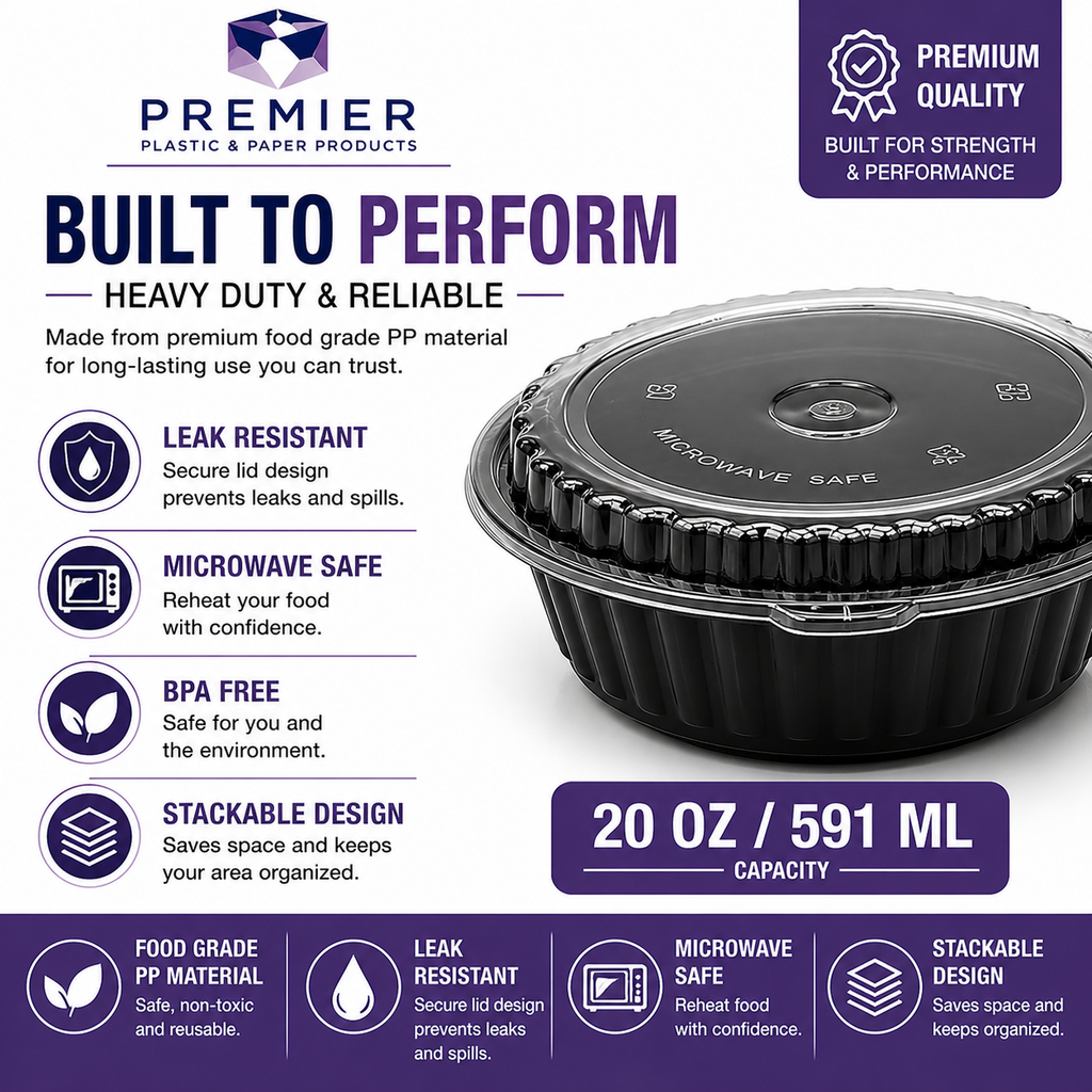 Premier Plastic Container ROUND W LID ROR 8377 150 CT 20 OZ