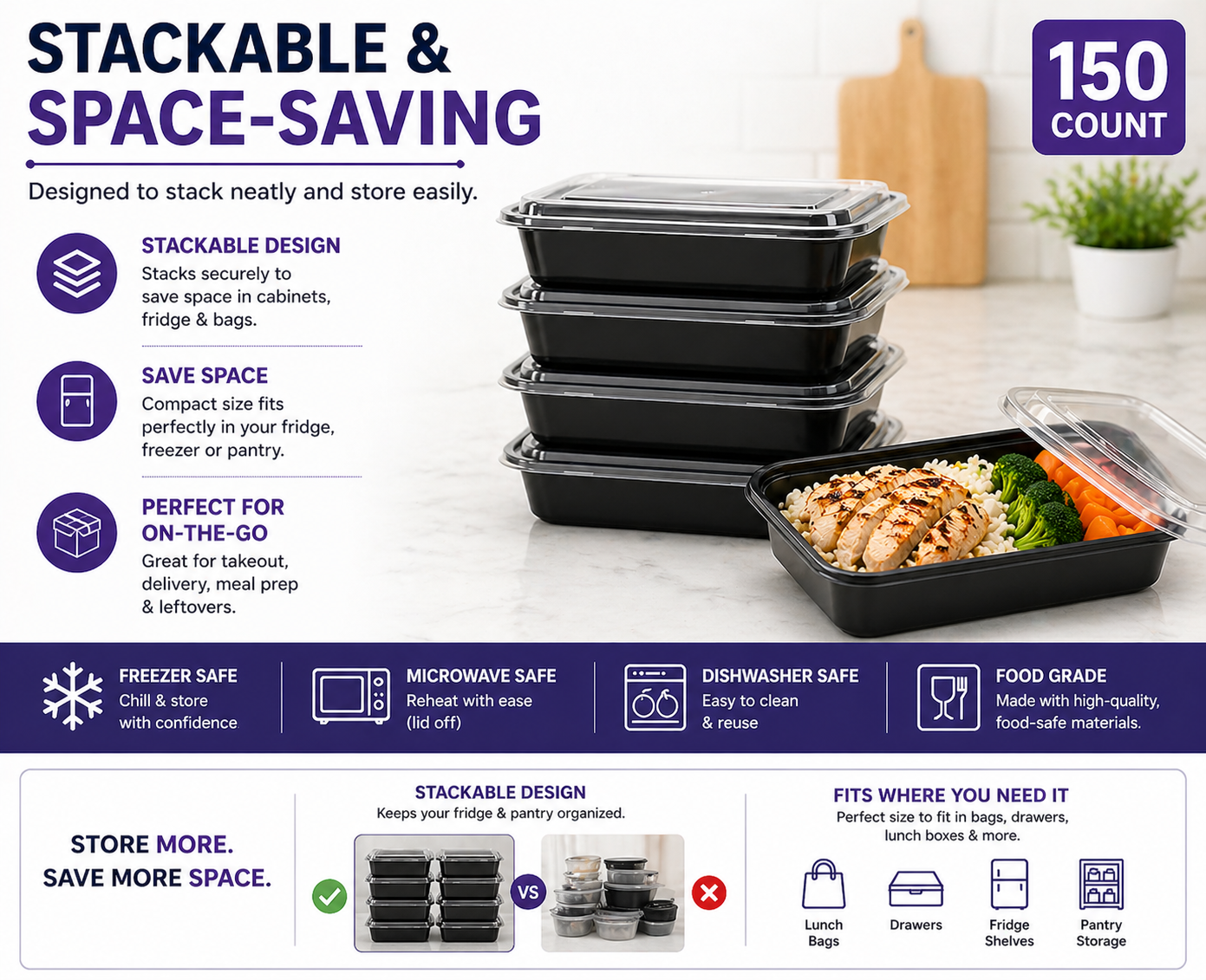 Premier Plastic Container RECTANGLE 16 OZ W LID 150 CT