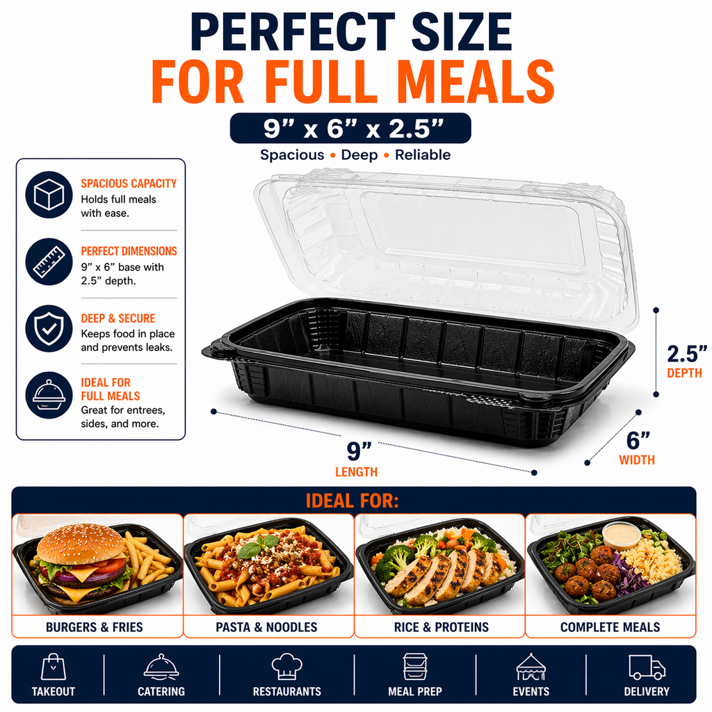 Premier Plastic Container Hinged 9/6 200 CT