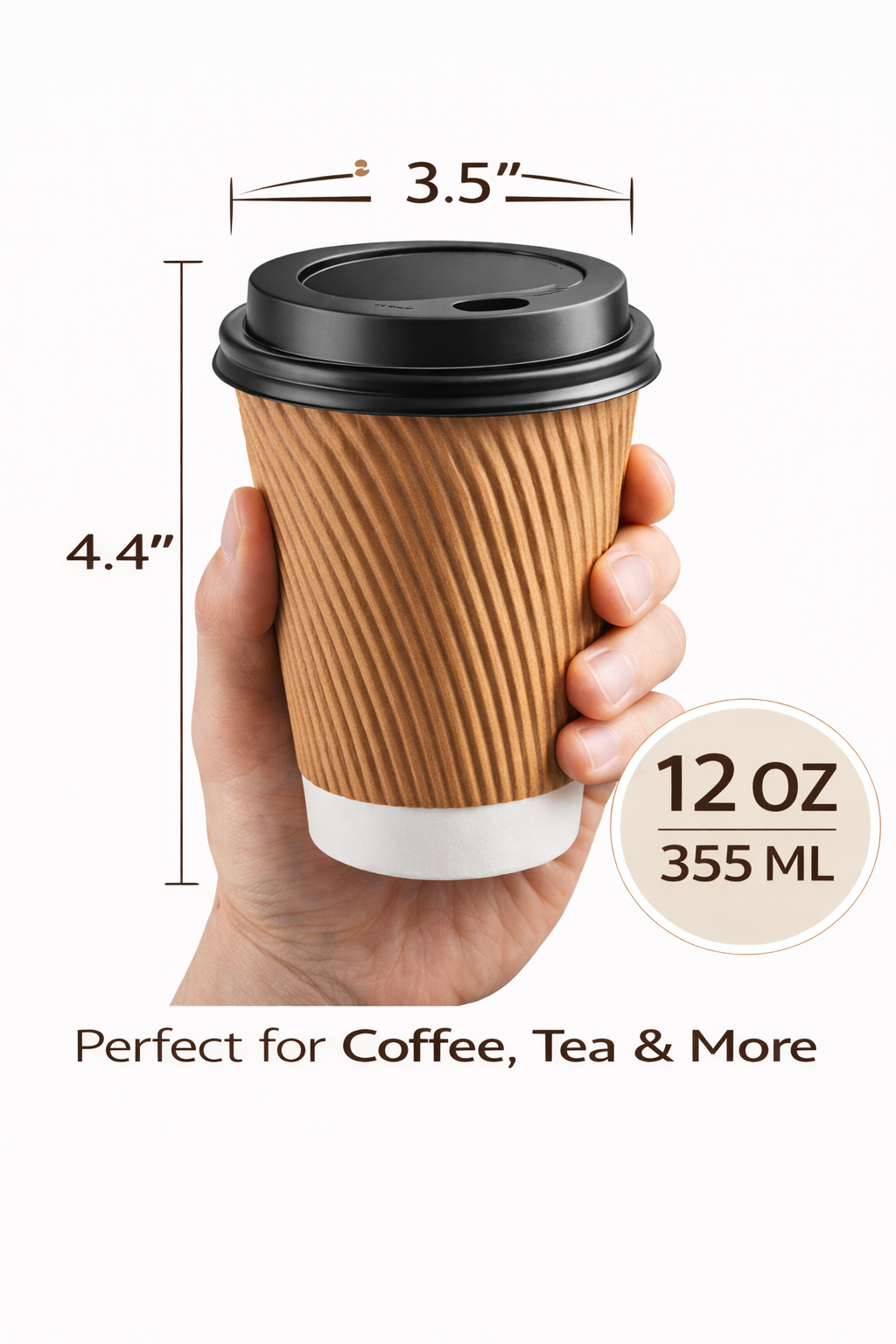Premier PAPER CUP 12 OZ RIPPLE WALL (500COUNT)