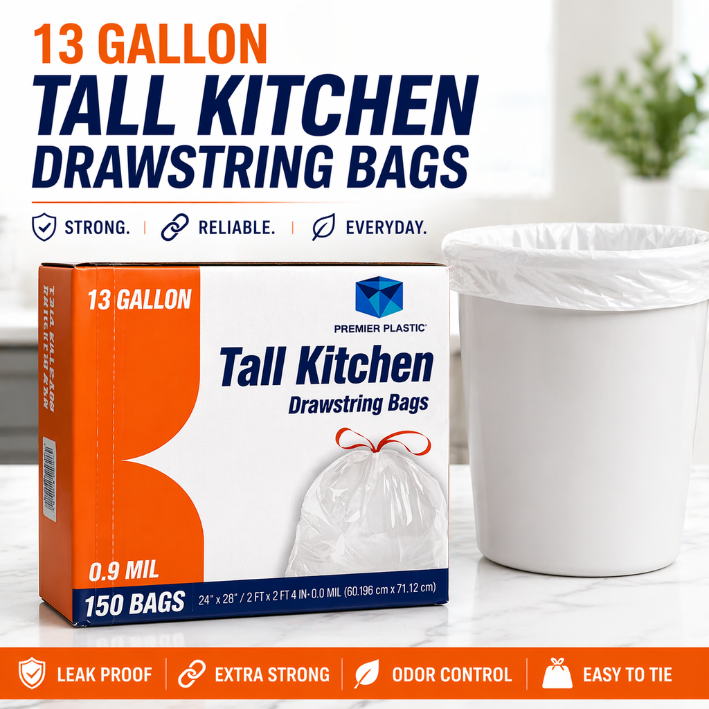 Premier Can Liner 13 GAL DRAWTAPE 150CT
