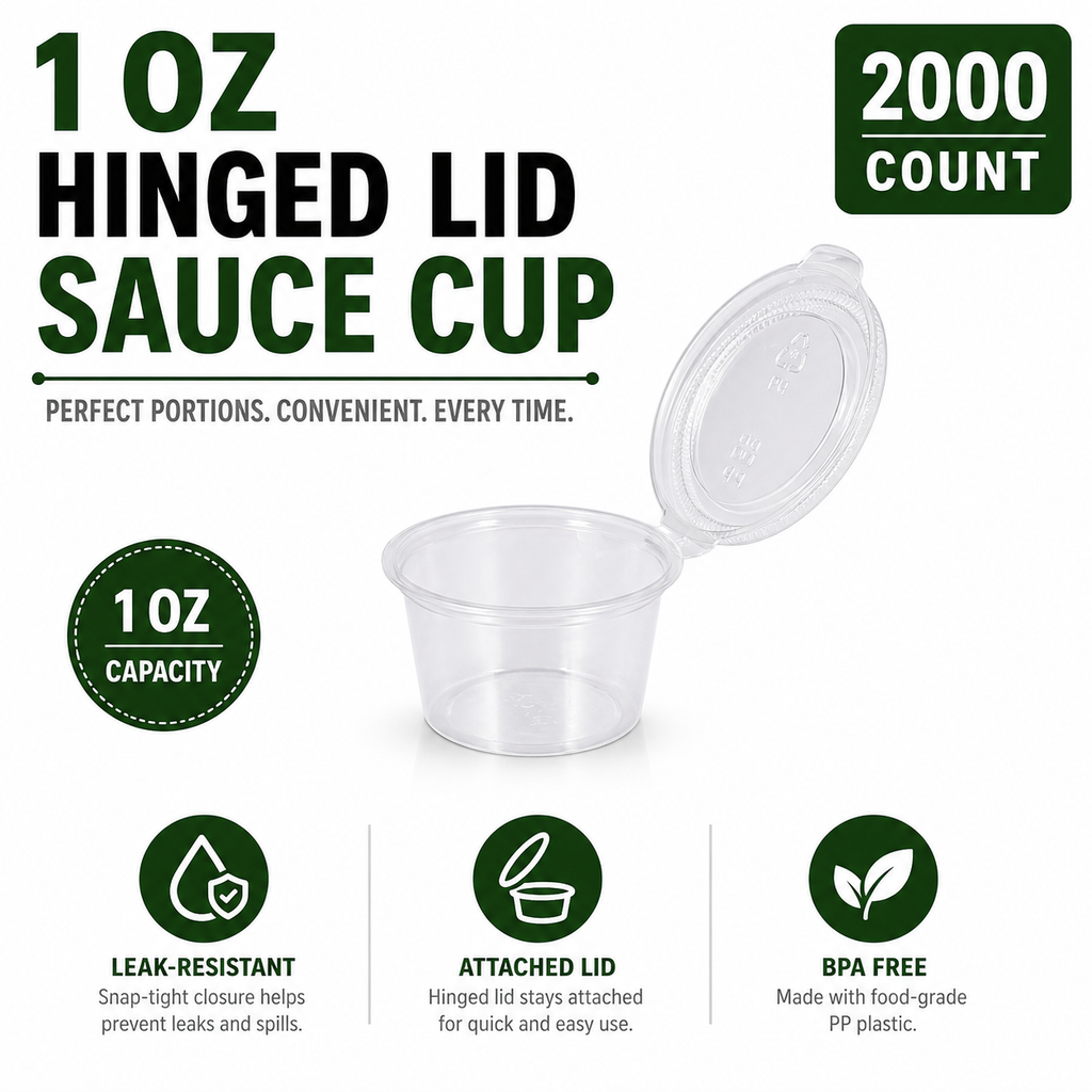 Premier Plastic Container 1oz CLEAR W/LID 2000CT