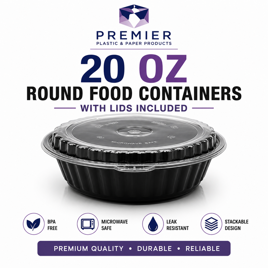 Premier Plastic Container ROUND W LID ROR 8377 150 CT 20 OZ