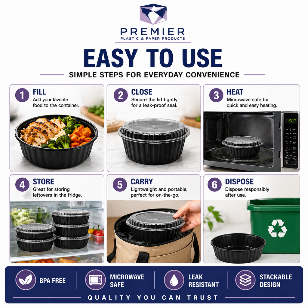 Premier Plastic Container ROUND W LID ROR 8399 150 CT 24 OZ