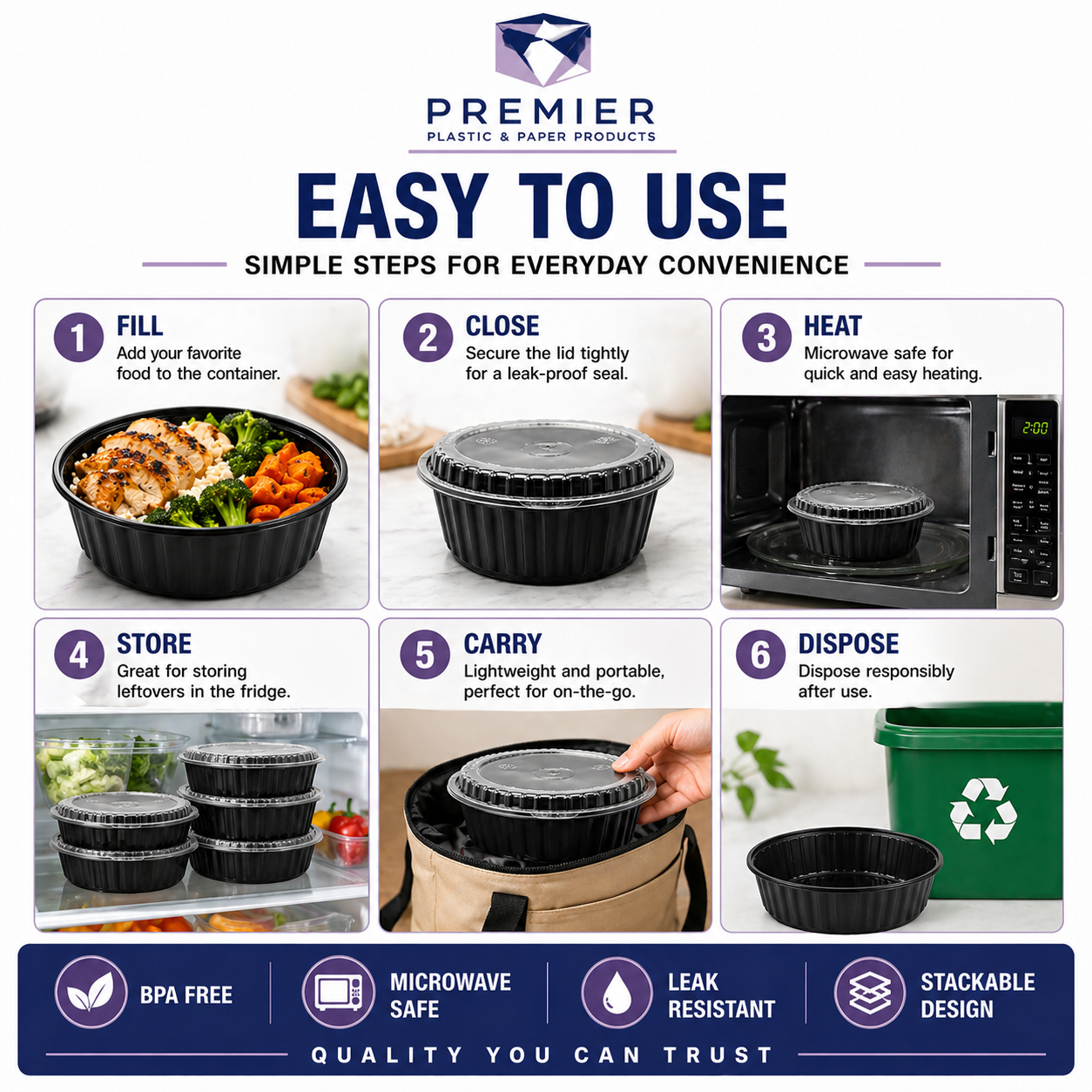 Premier Plastic Container ROUND W LID ROR 8399 150 CT 24 OZ