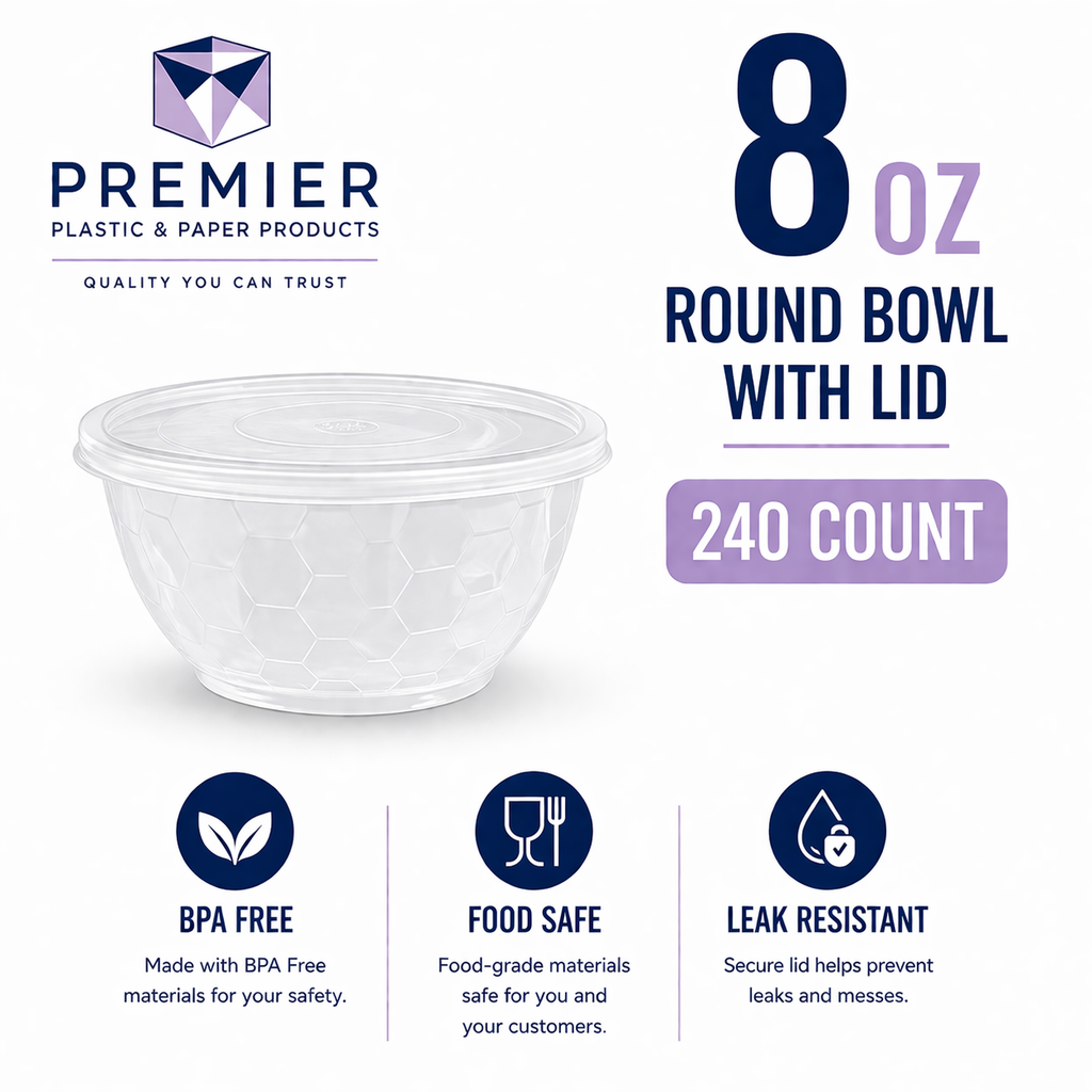 Premier Plastic Container BOWL 8 OZ CLEAR