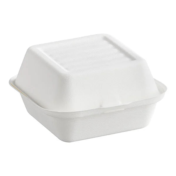 6" x 6" x 3" White Plant Fiber Take-Out Container (500/Case)