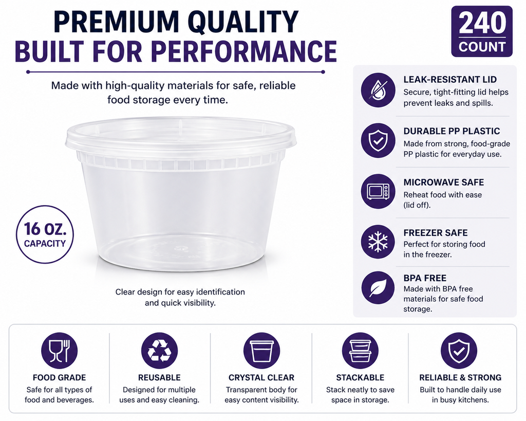 Premier Plastic Container SOUP FROSTED 16 OZ 240CT