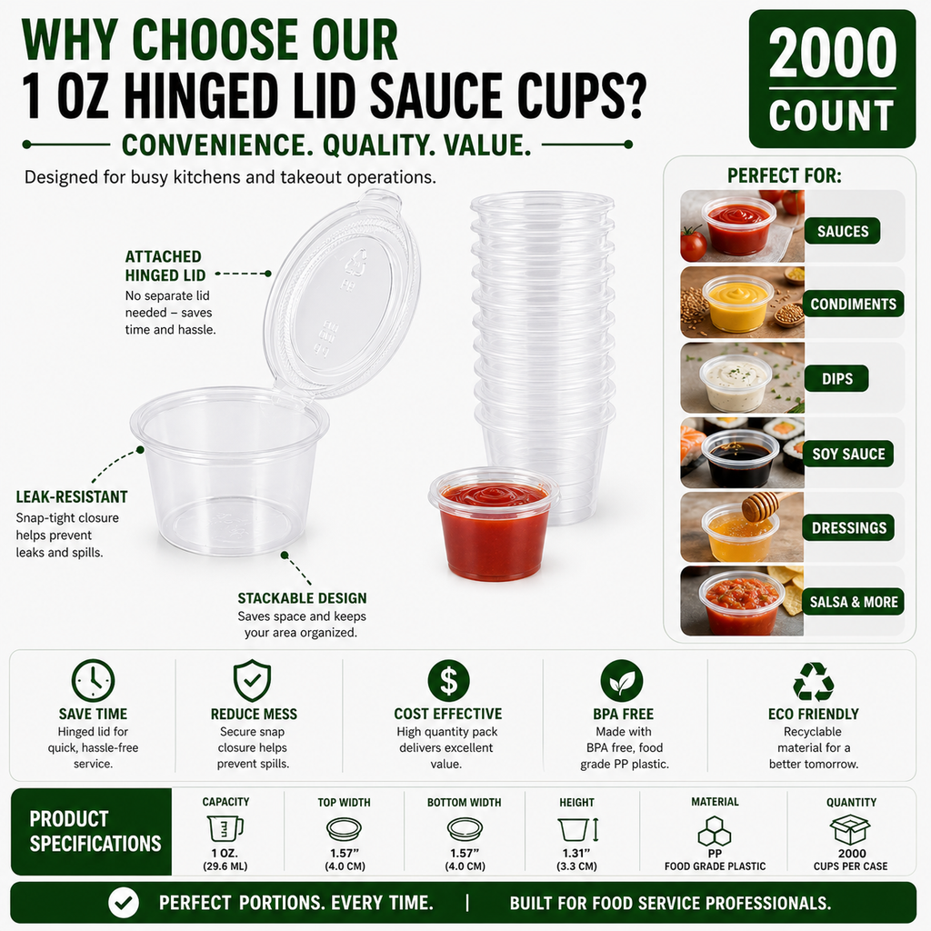 Premier Plastic Container 1oz CLEAR W/LID 2000CT