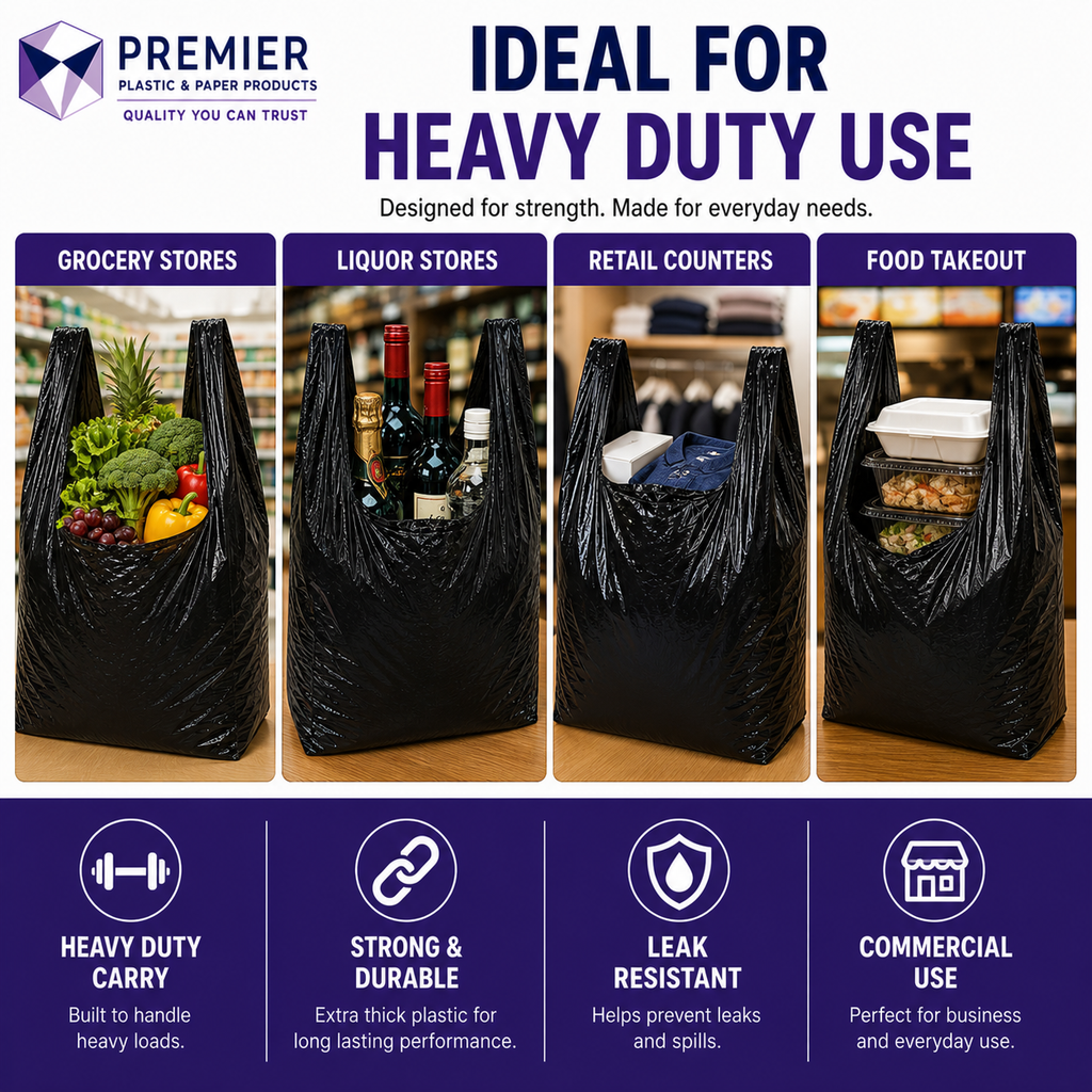 Premier 1/6 Easy Open 1000 BLACK SUPER HEAVY DUTY BAG