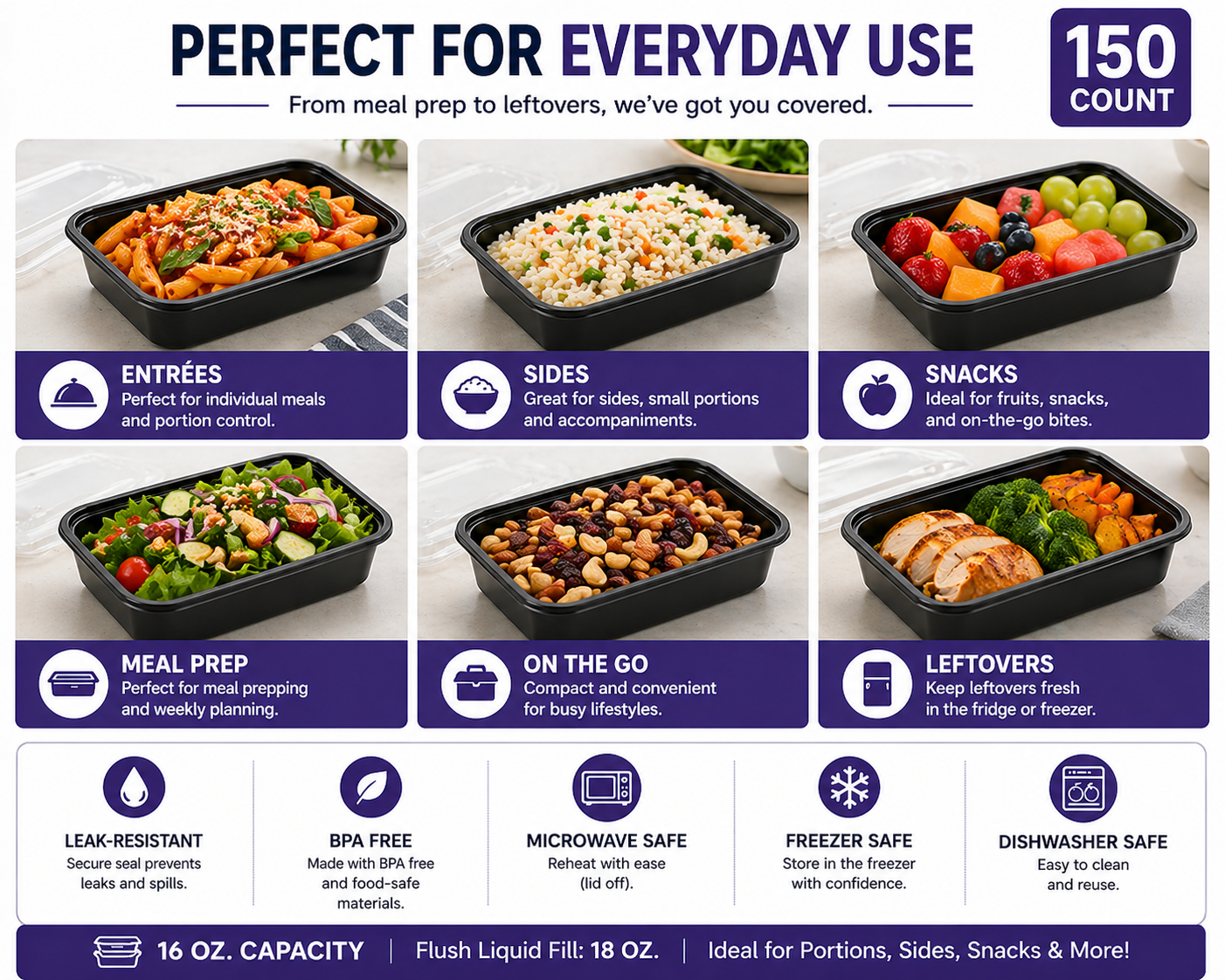 Premier Plastic Container RECTANGLE 16 OZ W LID 150 CT