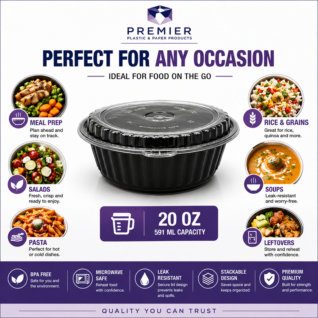 Premier Plastic Container ROUND W LID ROR 8377 150 CT 20 OZ