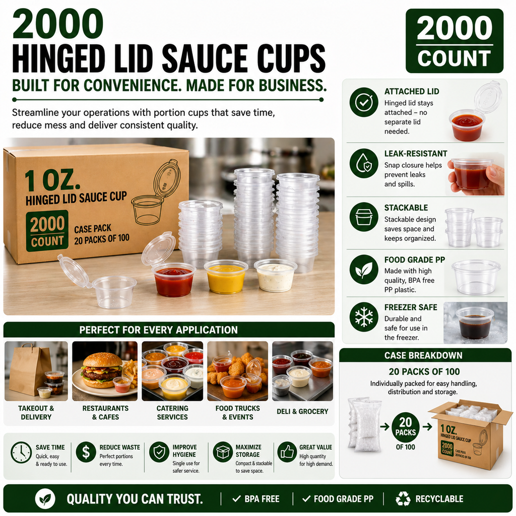 Premier Plastic Container 1oz CLEAR W/LID 2000CT
