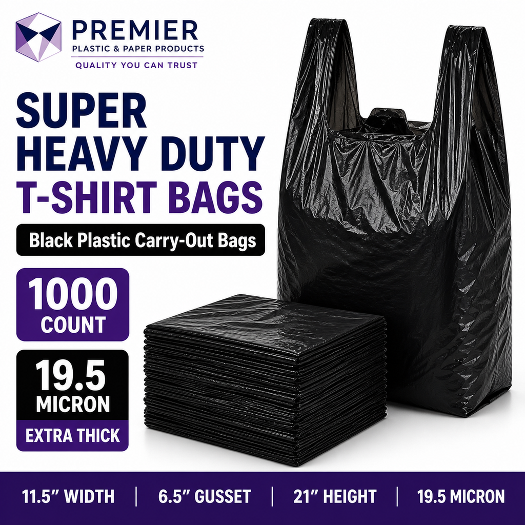 Premier 1/6 Easy Open 1000 BLACK SUPER HEAVY DUTY BAG