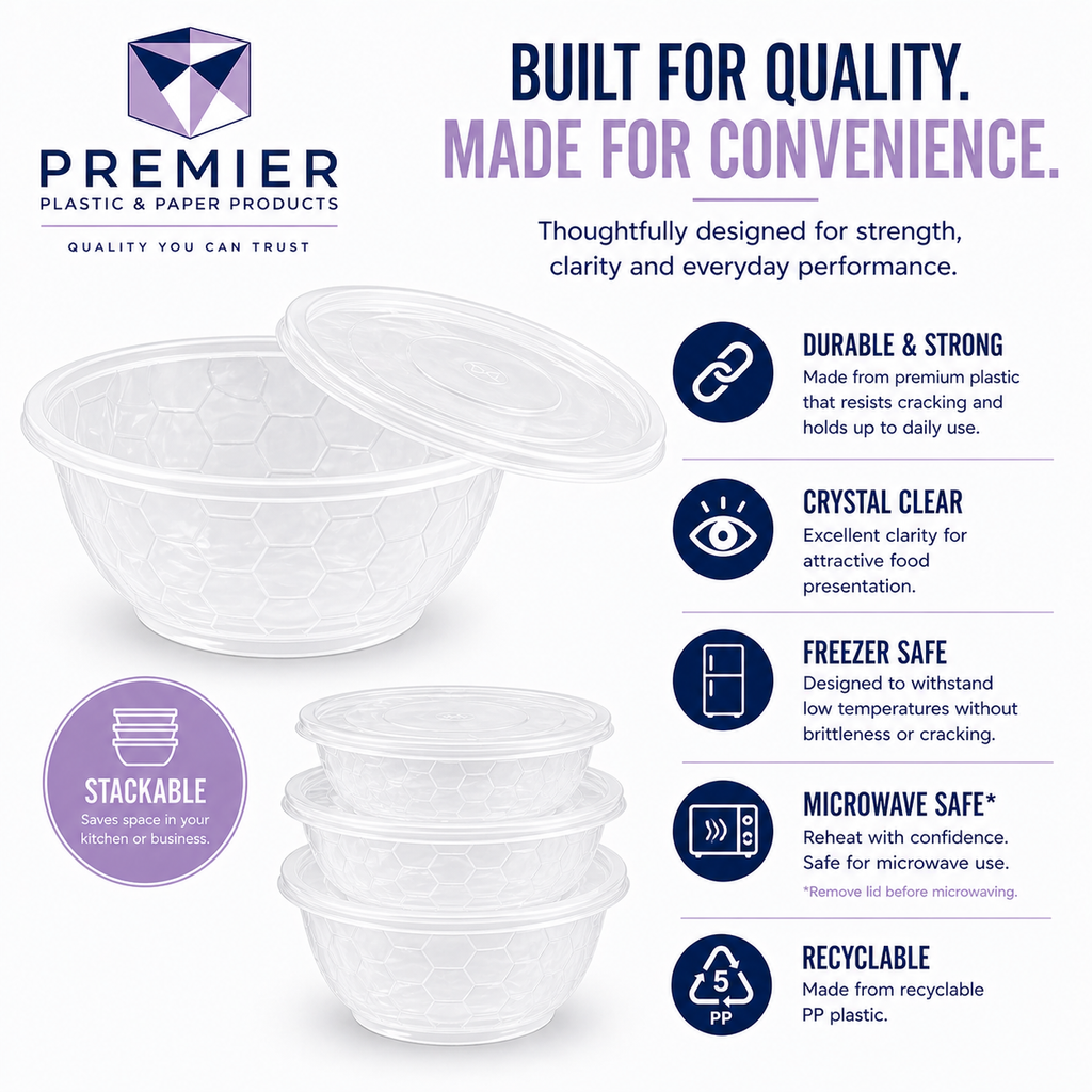 Premier Plastic Container BOWL 8 OZ CLEAR