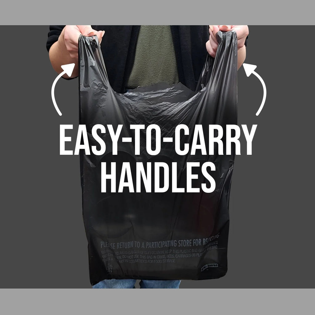 Premier 1,000 Count Black T-Shirt Carryout Bags, 11.5" x 6.5" x 22"
