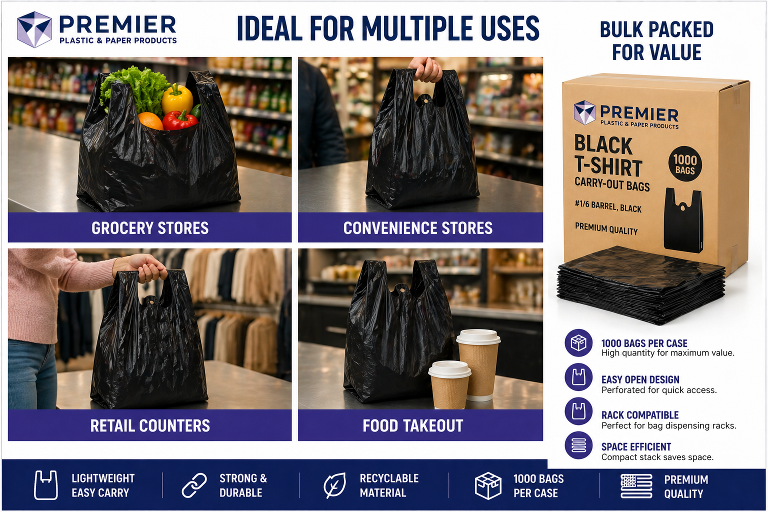 Premier Plastic Bags T-Sack Plain
