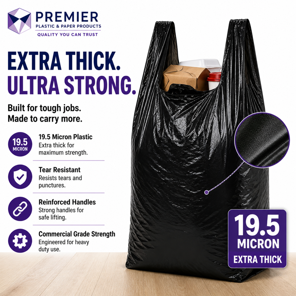 Premier 1/6 Easy Open 1000 BLACK SUPER HEAVY DUTY BAG