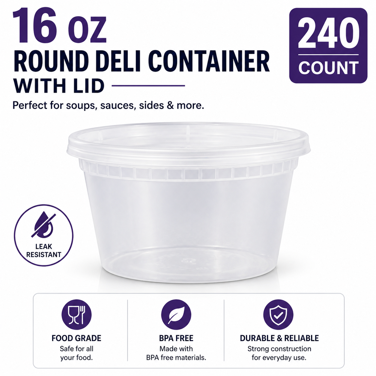 Premier Plastic Container SOUP FROSTED 16 OZ 240CT