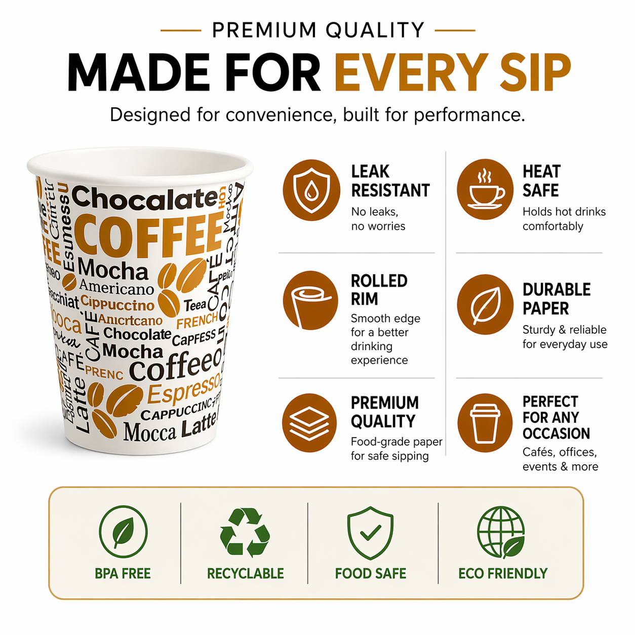 Premier PAPER CUP 8 OZ (500COUNT)