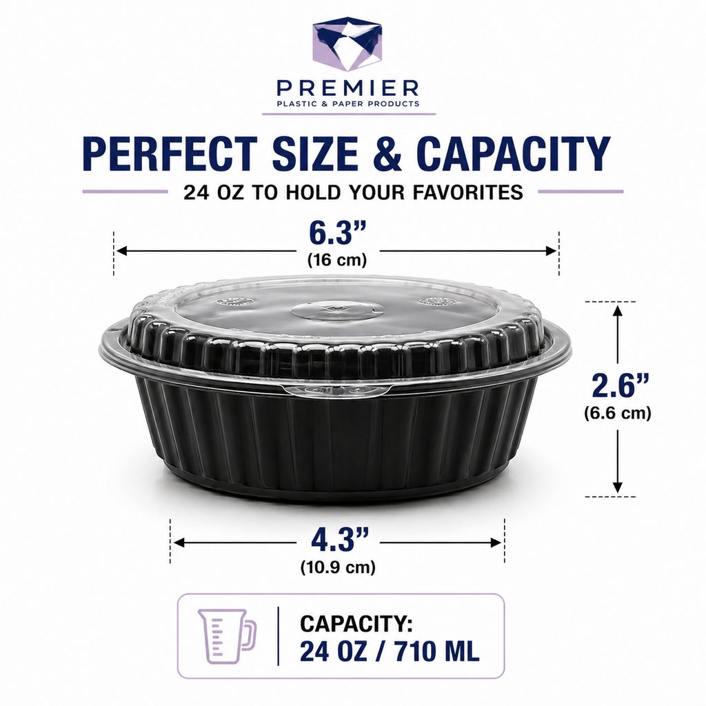 Premier Plastic Container ROUND W LID ROR 8399 150 CT 24 OZ