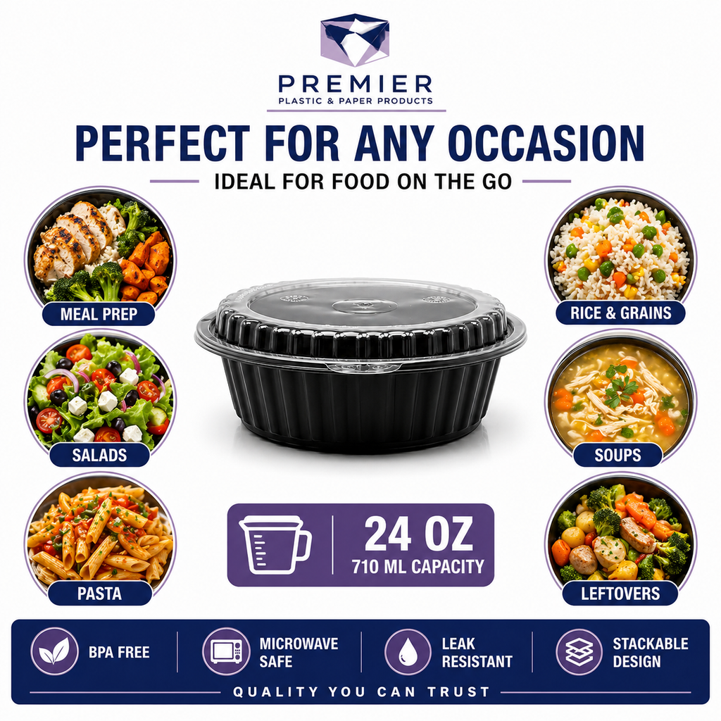 Premier Plastic Container ROUND W LID ROR 8399 150 CT 24 OZ