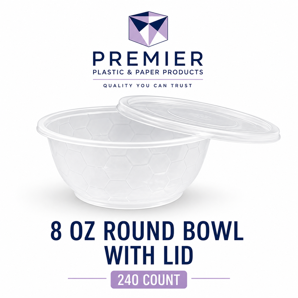 Premier Plastic Container BOWL 8 OZ CLEAR