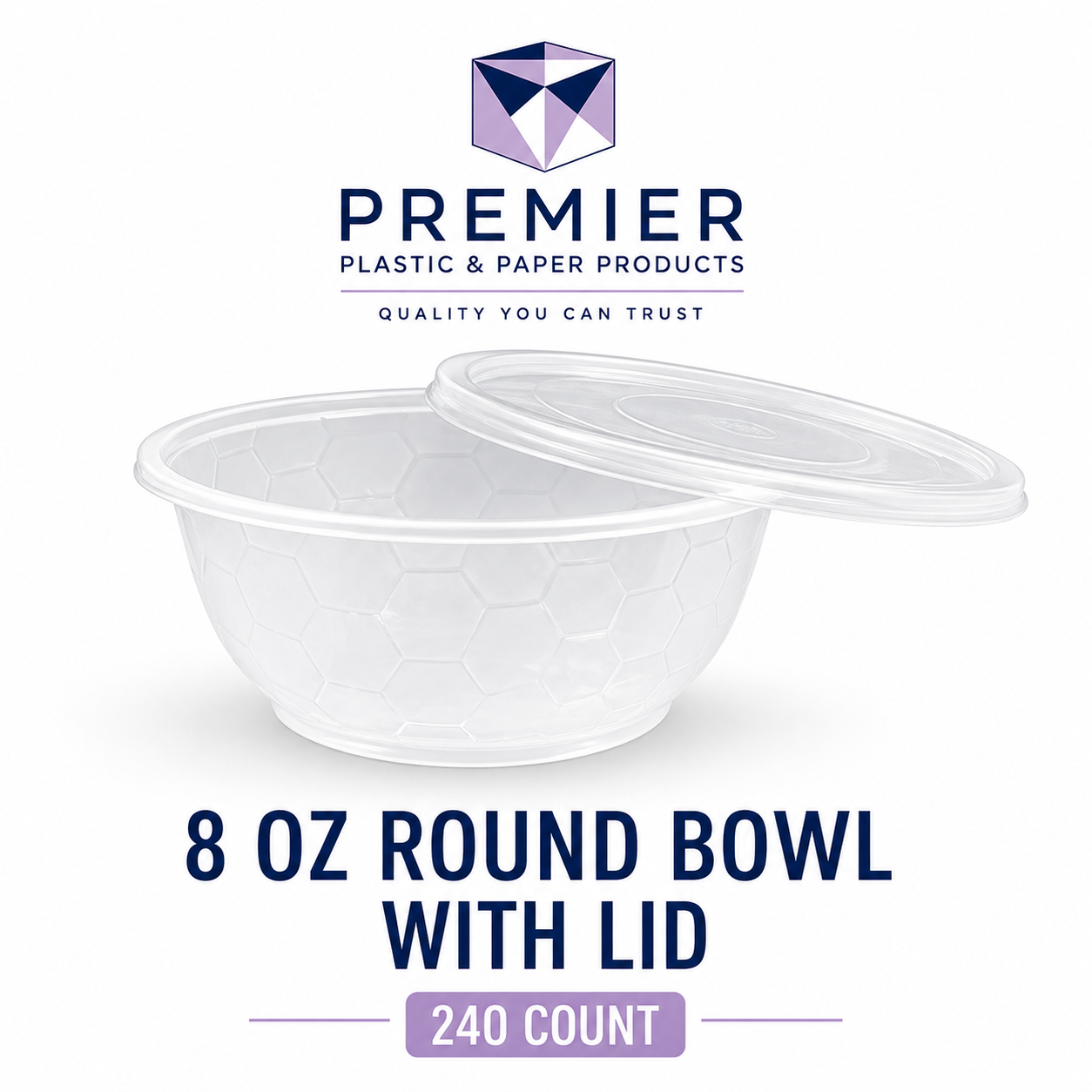 Premier Plastic Container BOWL 8 OZ CLEAR