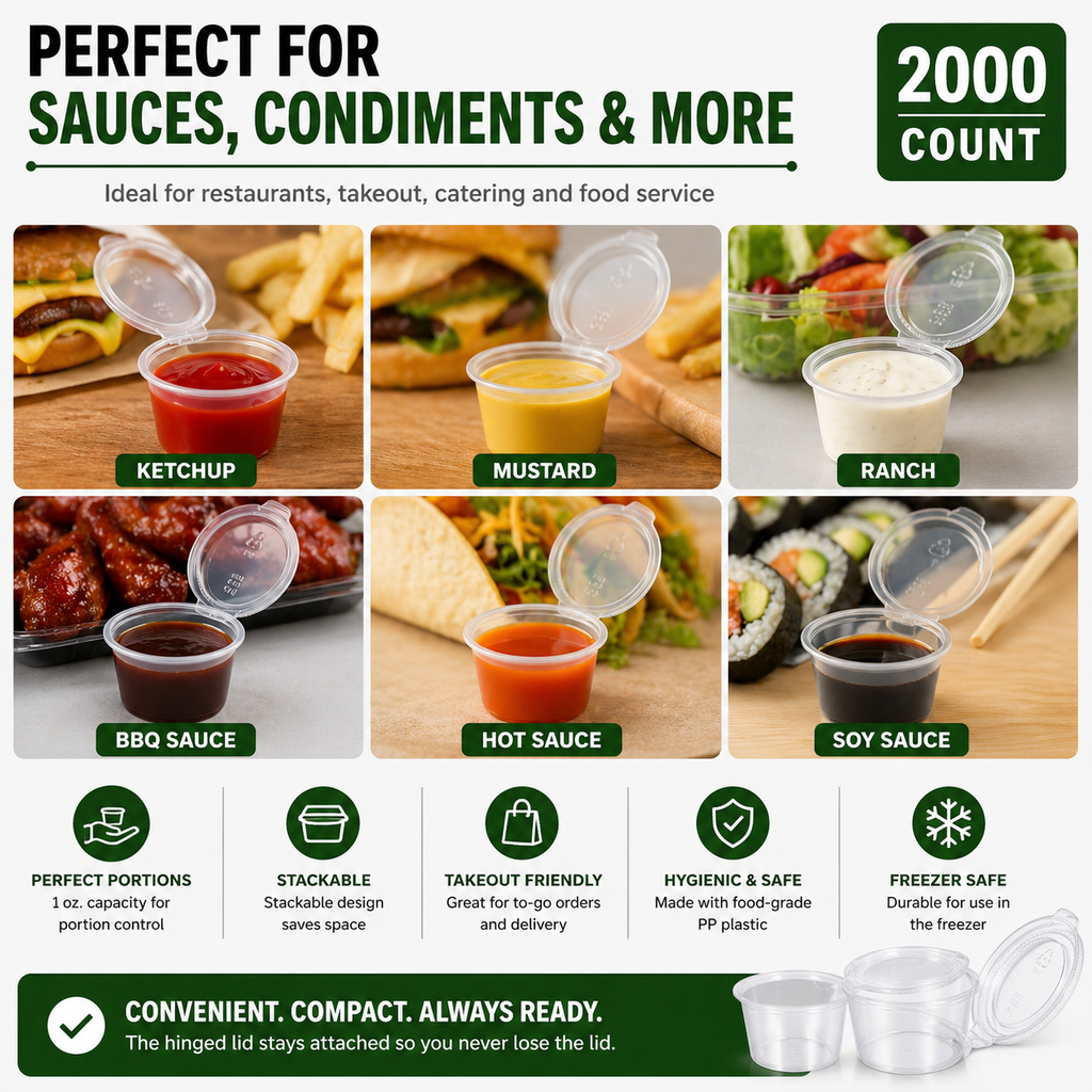 Premier Plastic Container 1oz CLEAR W/LID 2000CT