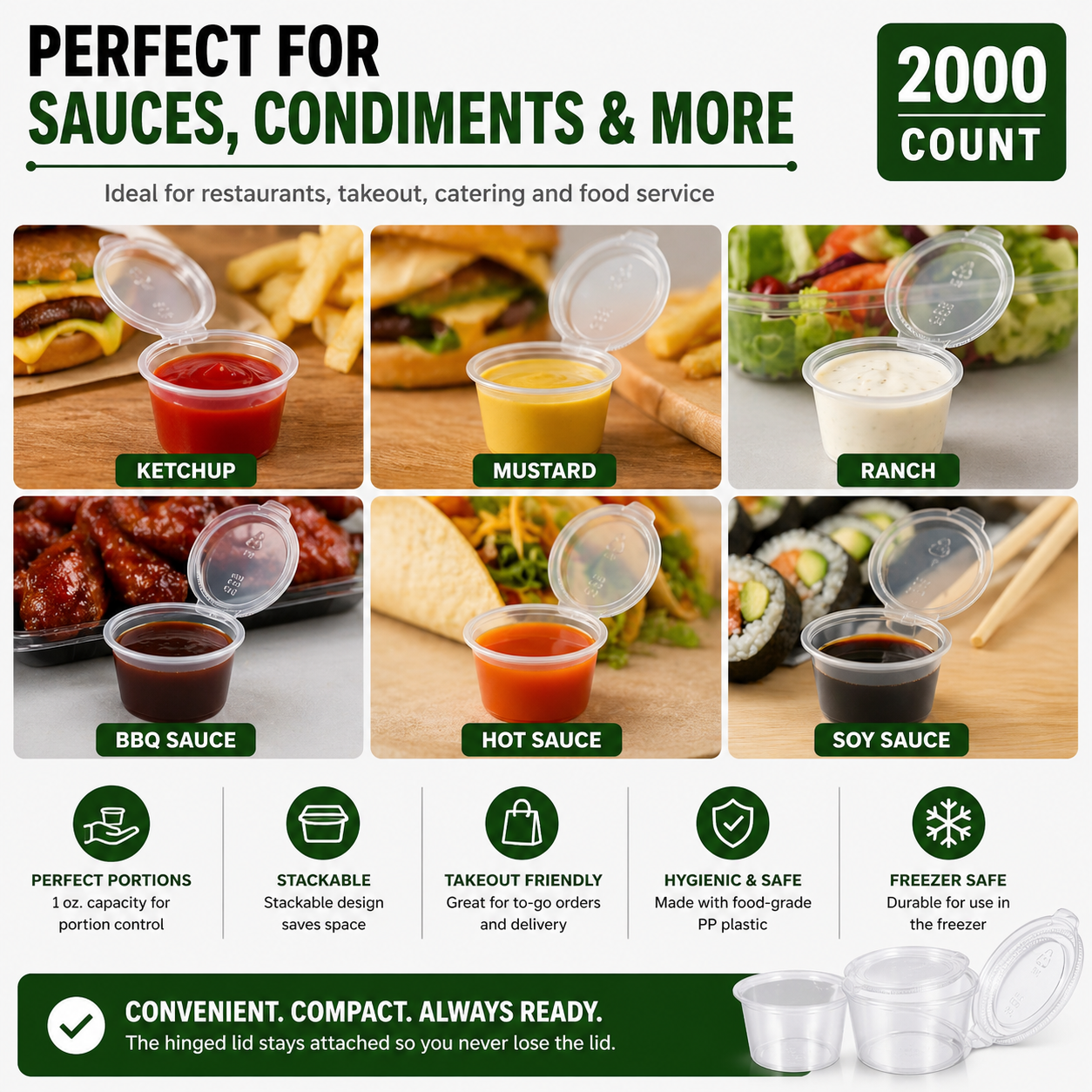 Premier Plastic Container 1oz CLEAR W/LID 2000CT