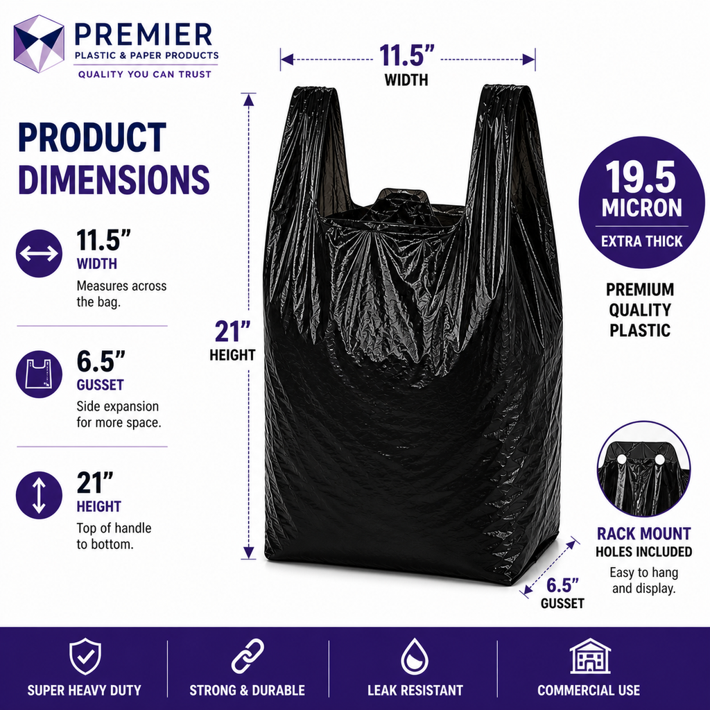 Premier 1/6 Easy Open 1000 BLACK SUPER HEAVY DUTY BAG