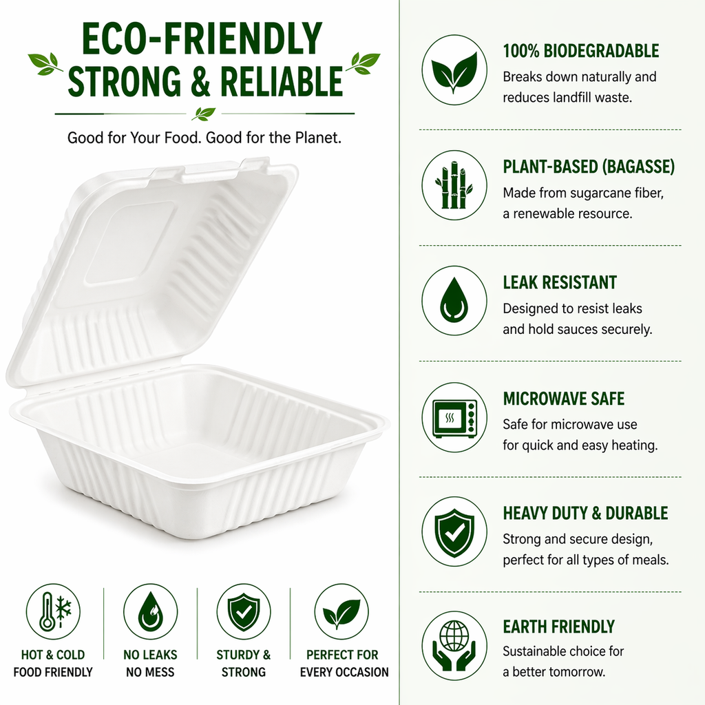 Premier Biodegradable CLAMSHELL 8 X 8 200CT