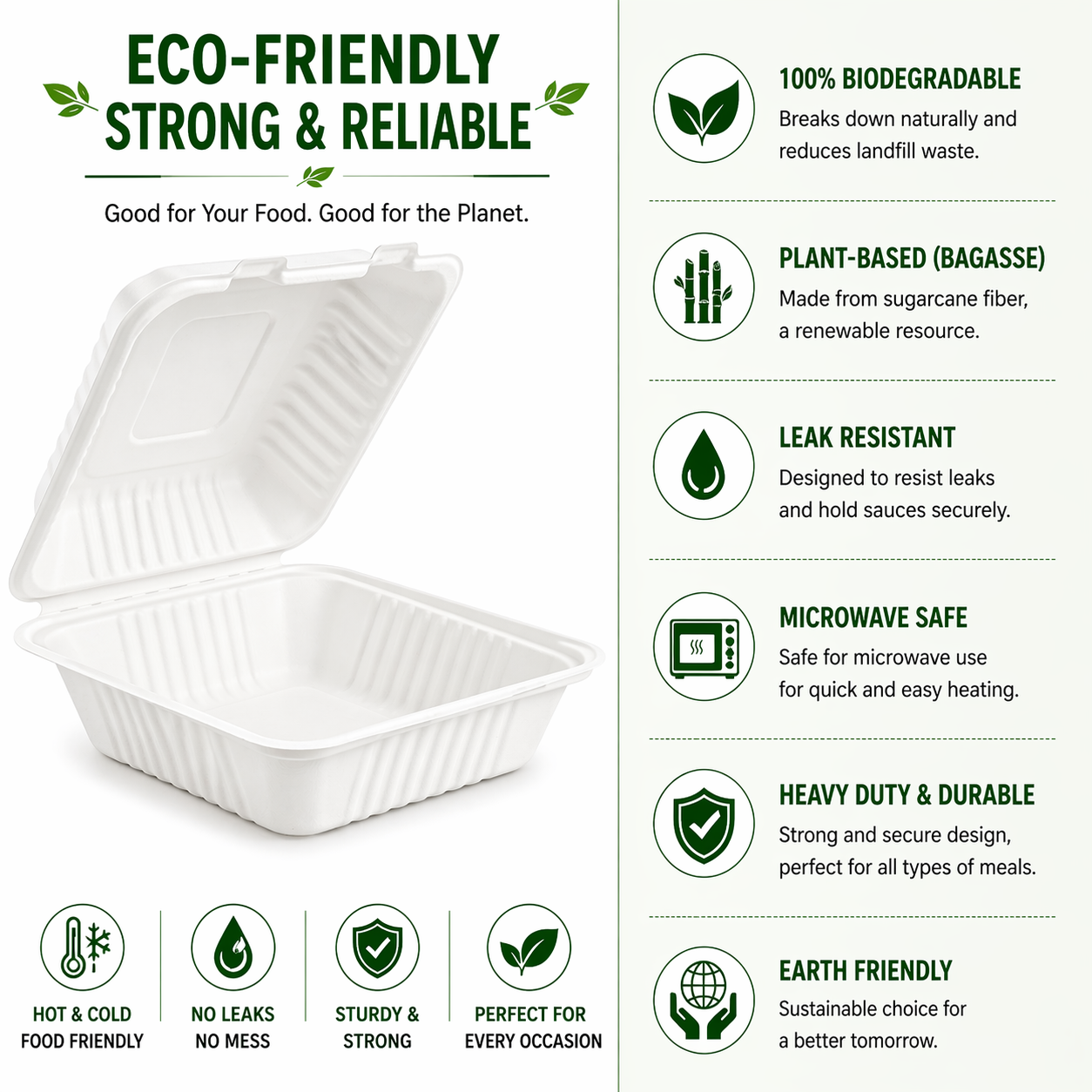 Premier Biodegradable CLAMSHELL 8 X 8 200CT