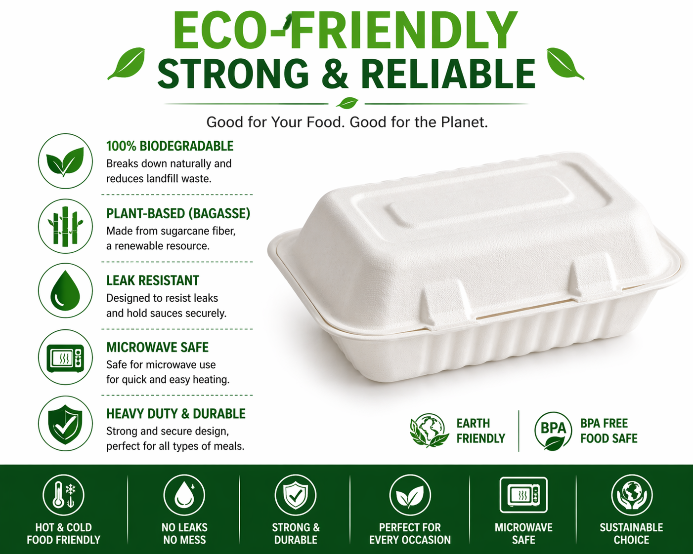 Premier Biodegradable CLAMSHELL 9 X 6 200CT