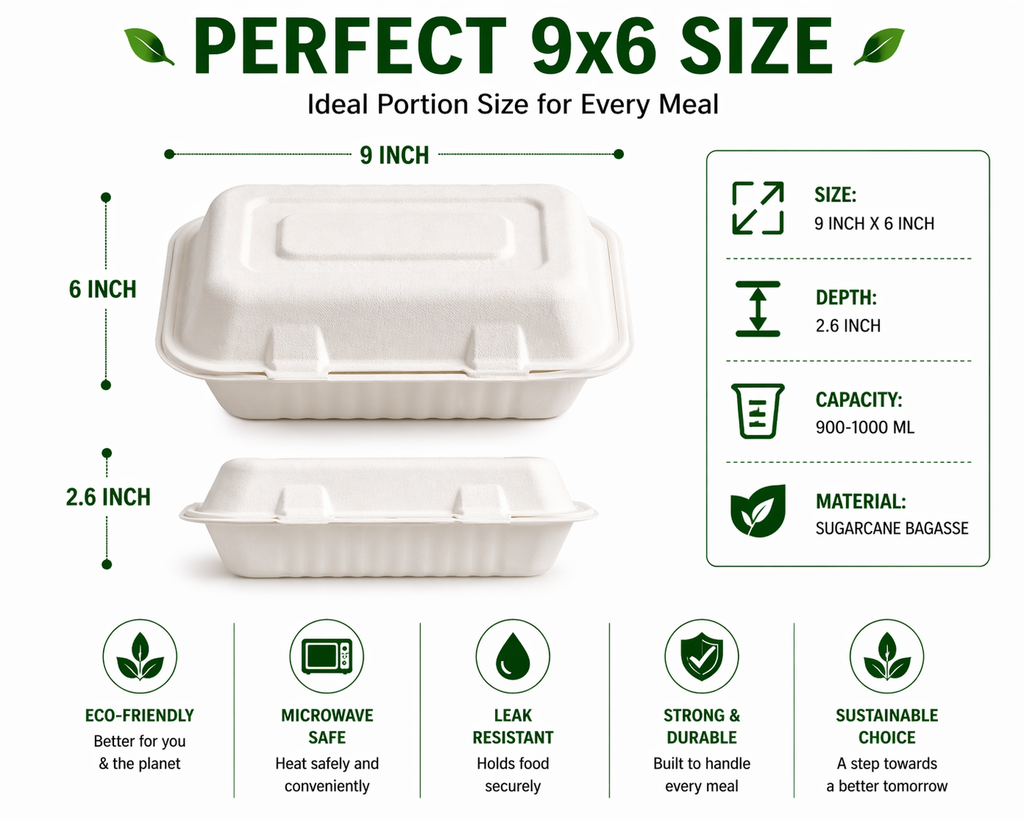 Premier Biodegradable CLAMSHELL 9 X 6 200CT