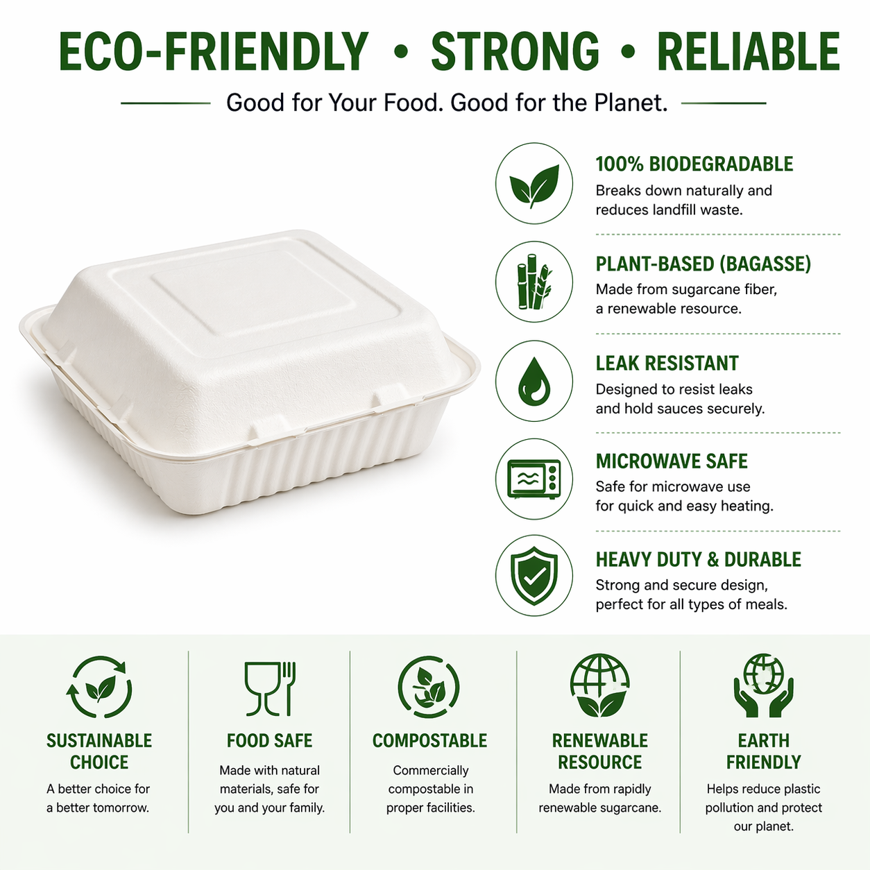 Premier Biodegradable CLAMSHELL 9 X 9 200CT