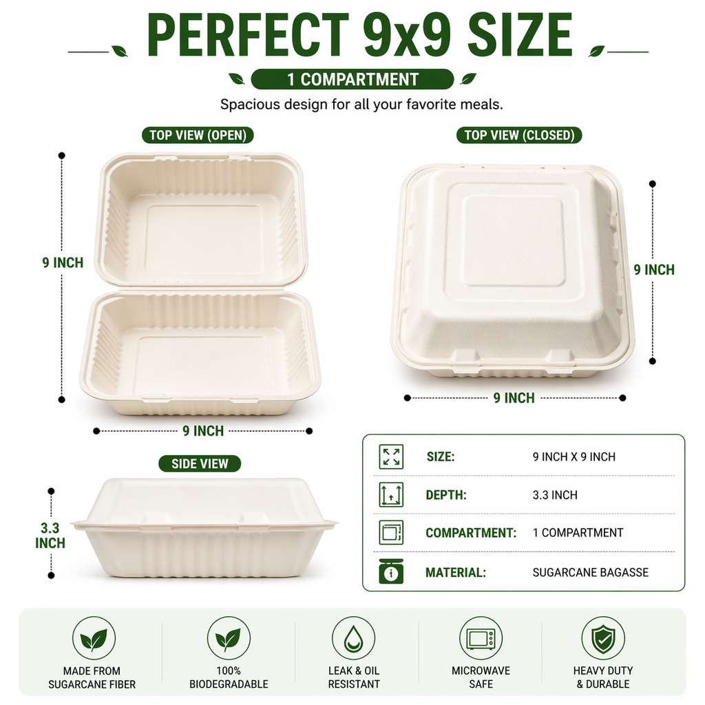 Premier Biodegradable CLAMSHELL 9 X 9 200CT