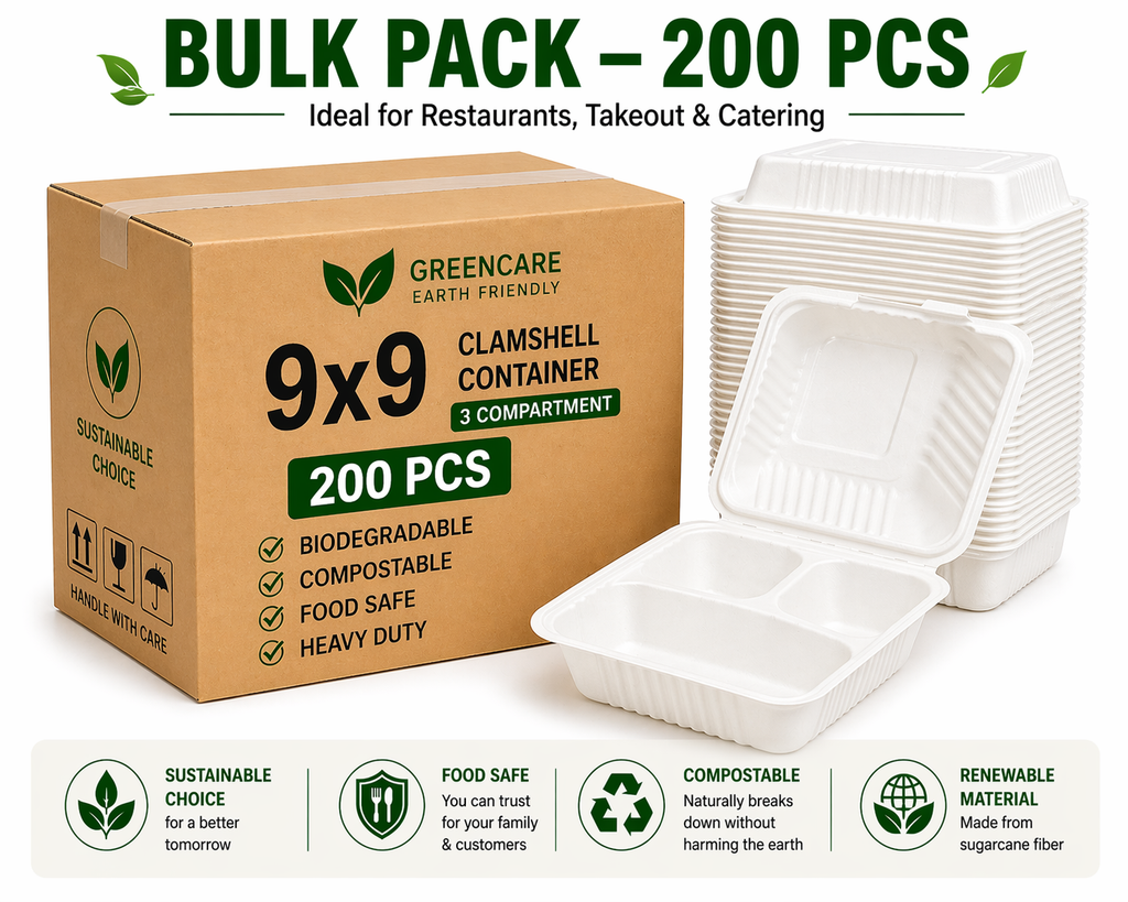 Premier Biodegradable CLAMSHELL 9 X 9 3CP 200CT