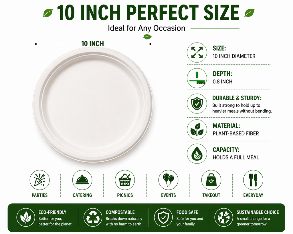 Premier Biodegradable ROUND PLATE 10 INCH 500CT