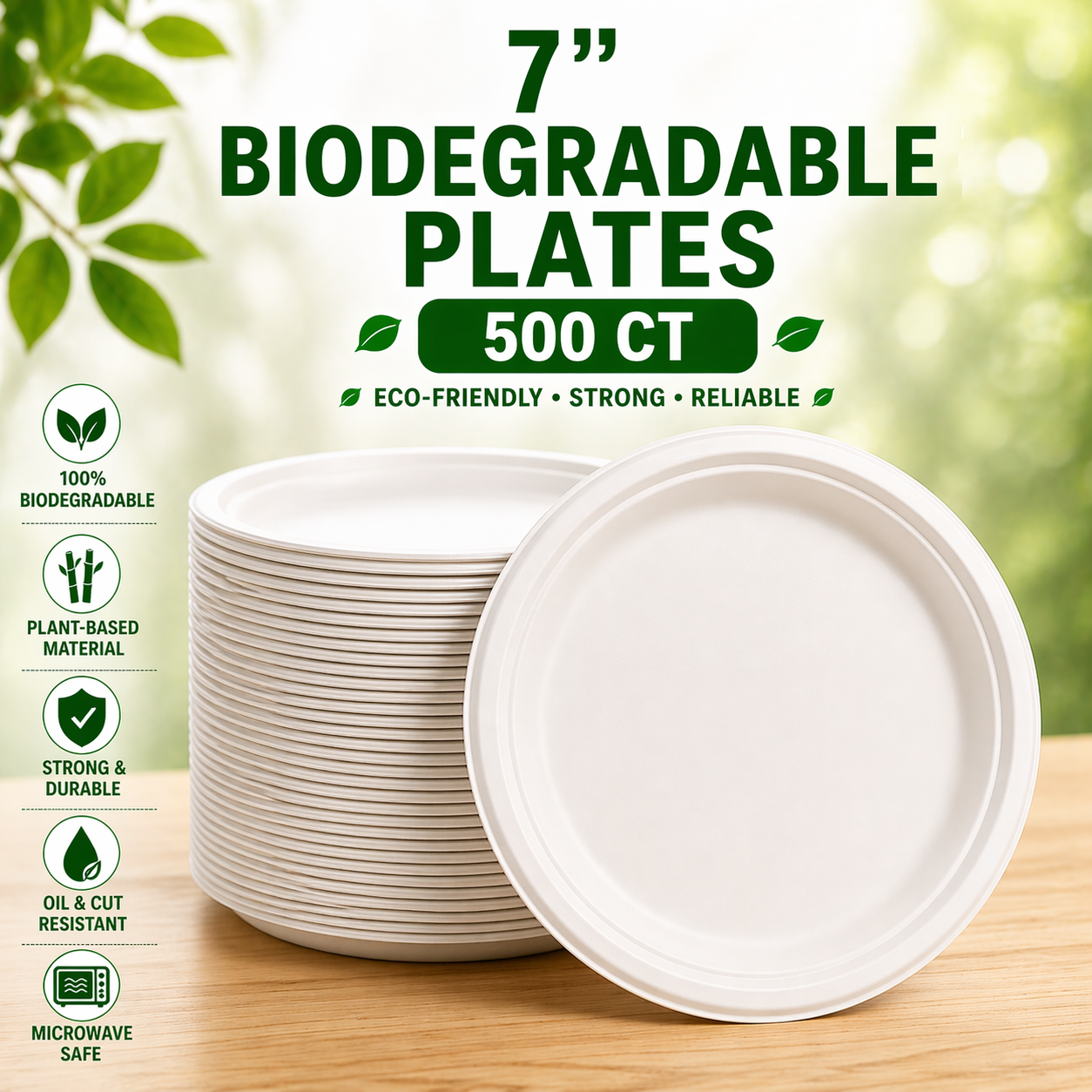 Premier Biodegradable ROUND PLATE 7 INCH 500CT