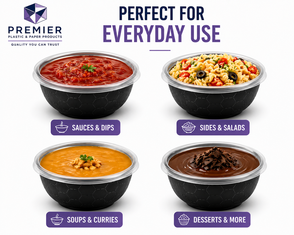 Premier Plastic Container BOWL 20 OZ BLACK