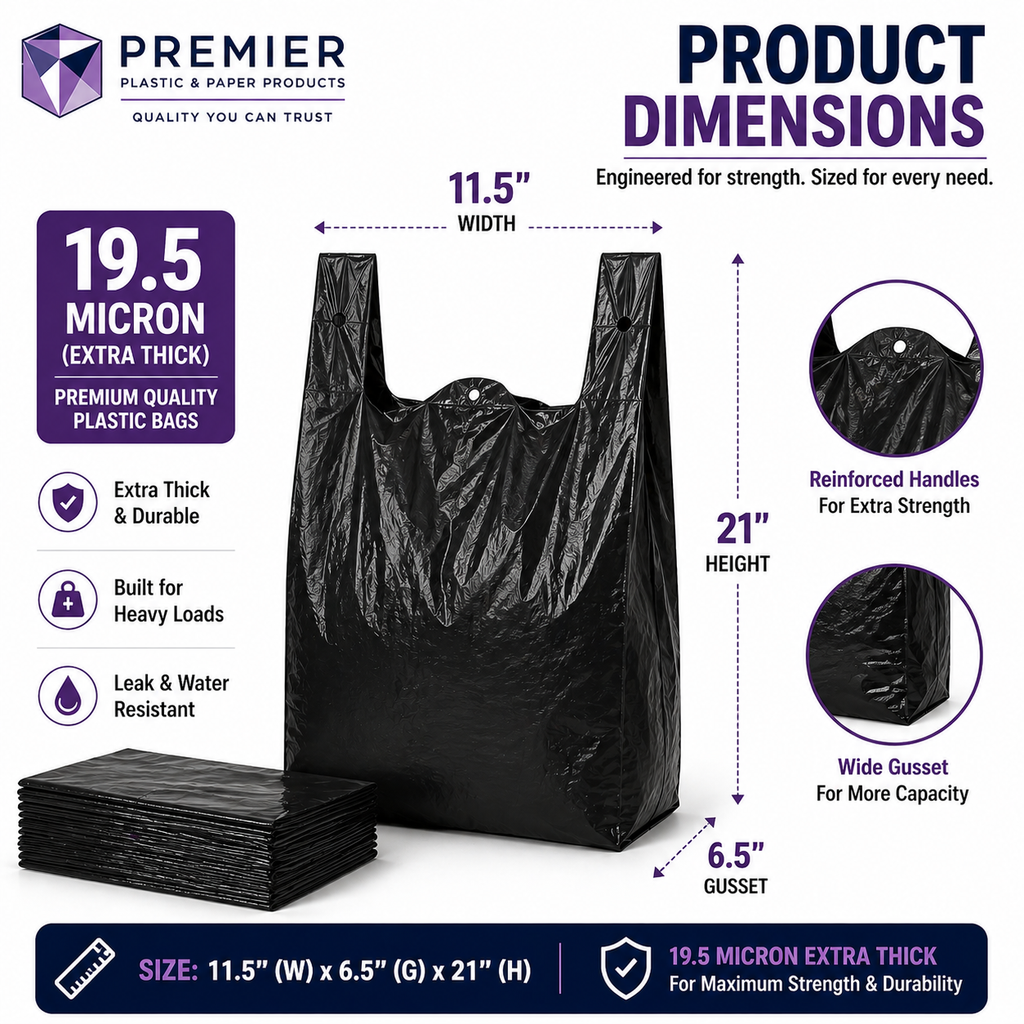 1/6 Large Easy Open 400pc BLACK SUPER HEAVY DUTY Plastic Bag