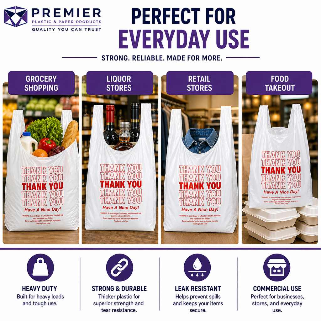 Premier 1/6 Easy Open 1000 WHITE THANK YOU SUPER HEAVY BAG