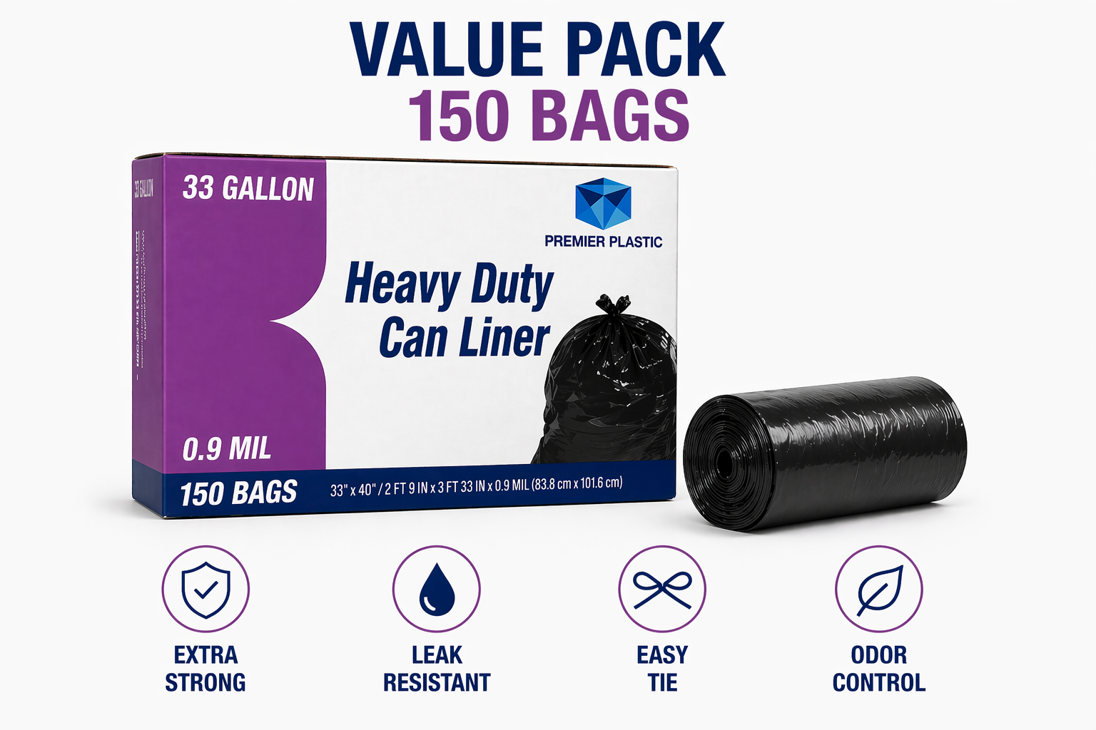 Premier Can Liner 33 GAL 150 CT