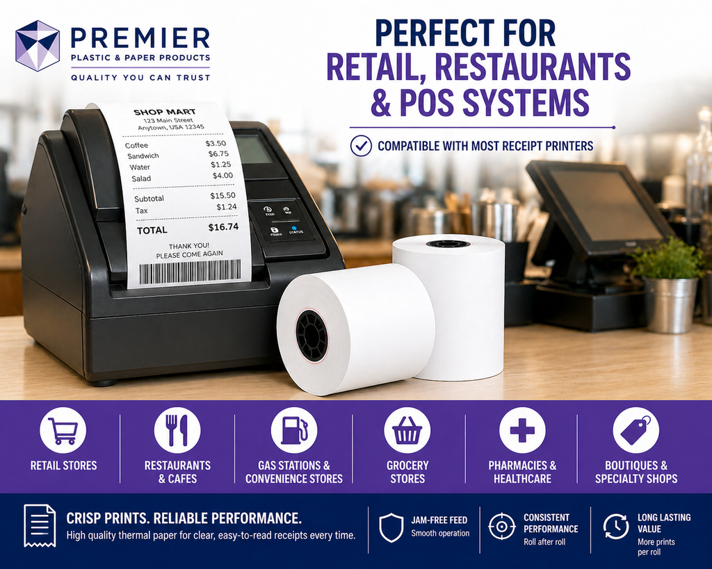 2 1/4" x 230' Thermal Paper Rolls (50 Rolls per Case)