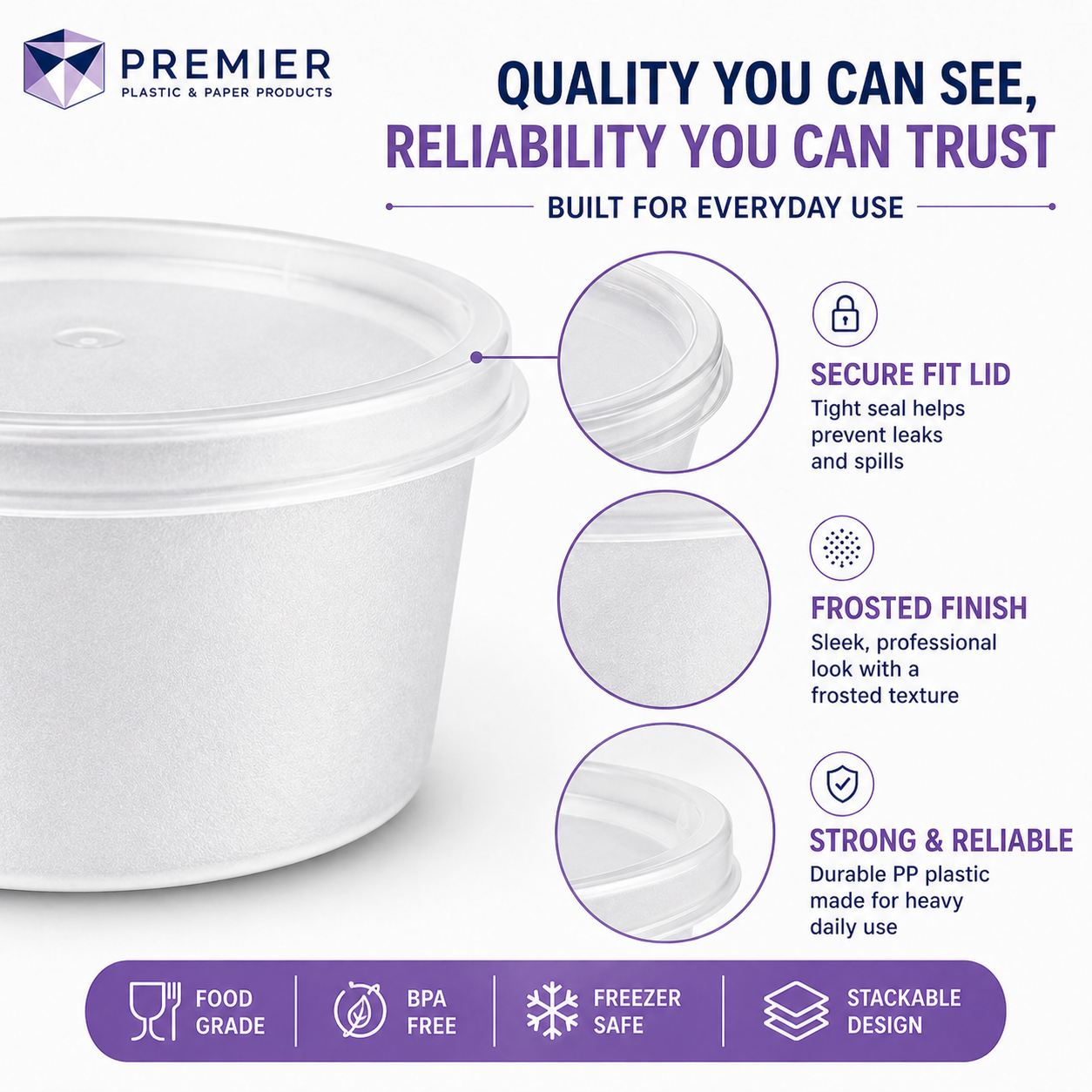 Premier Plastic Container SOUP FROSTED 8 OZ 240CT