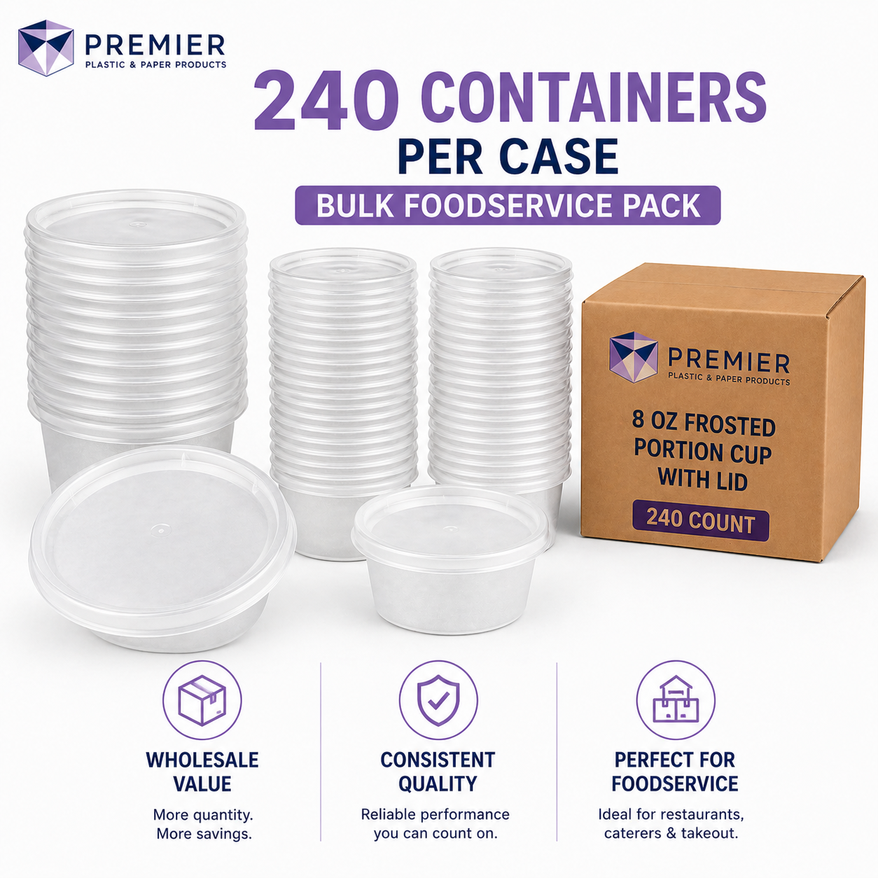 Premier Plastic Container SOUP FROSTED 8 OZ 240CT