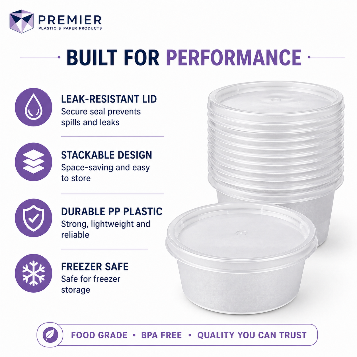 Premier Plastic Container SOUP FROSTED 8 OZ 240CT