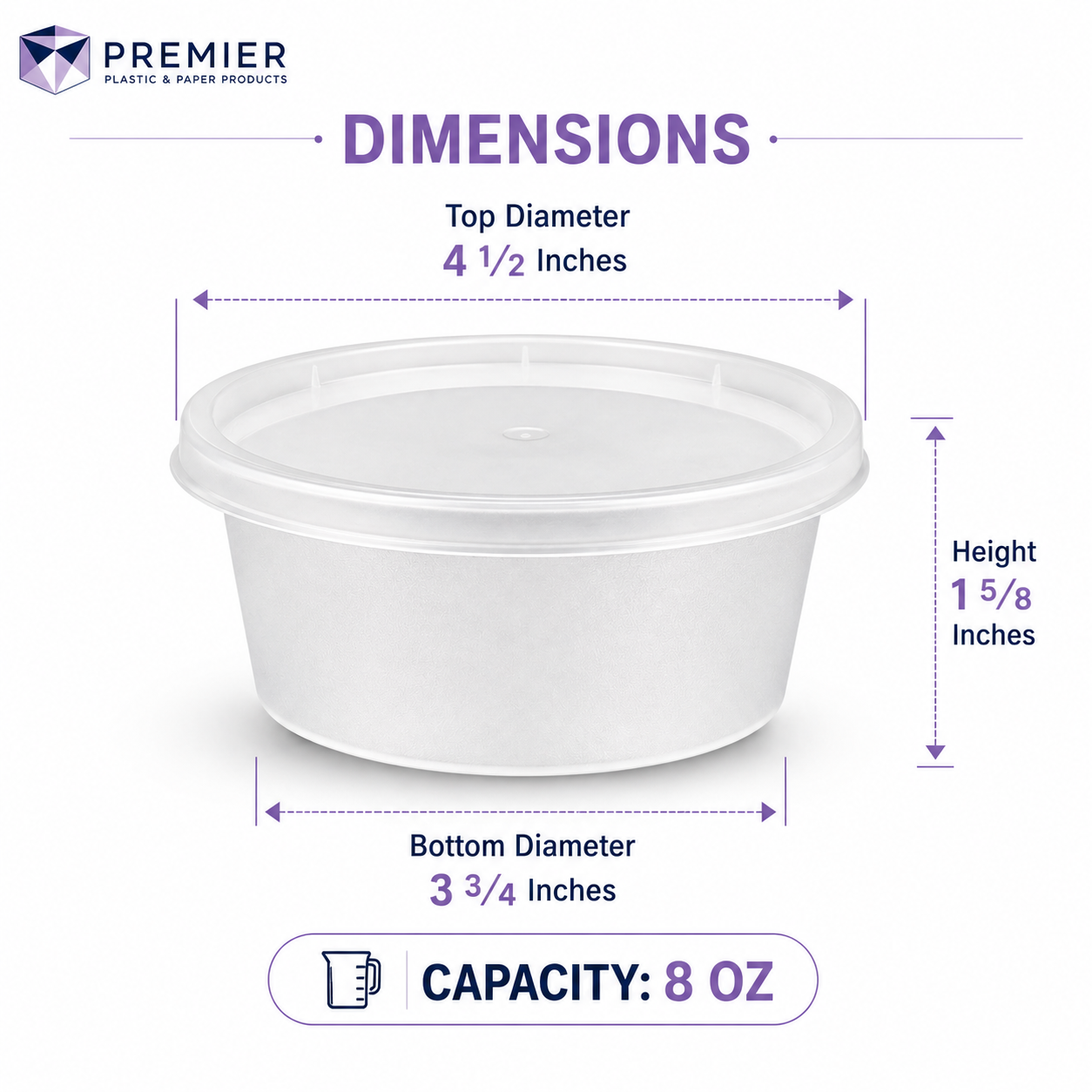Premier Plastic Container SOUP FROSTED 8 OZ 240CT
