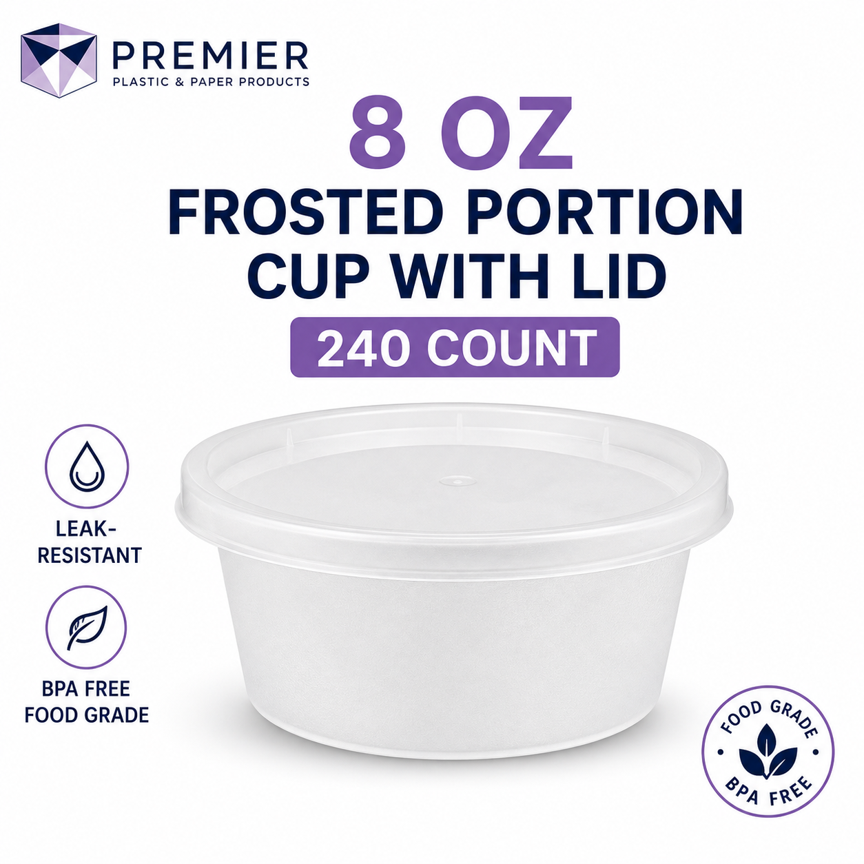Premier Plastic Container SOUP FROSTED 8 OZ 240CT